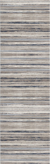 10' Blue and Beige Striped Distressed Runner Rug